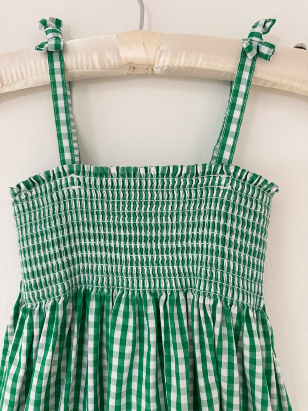 Little English Green Gingham Smocked Sundress with Ruffle Hem, Size 5 - Picture 2 of 10